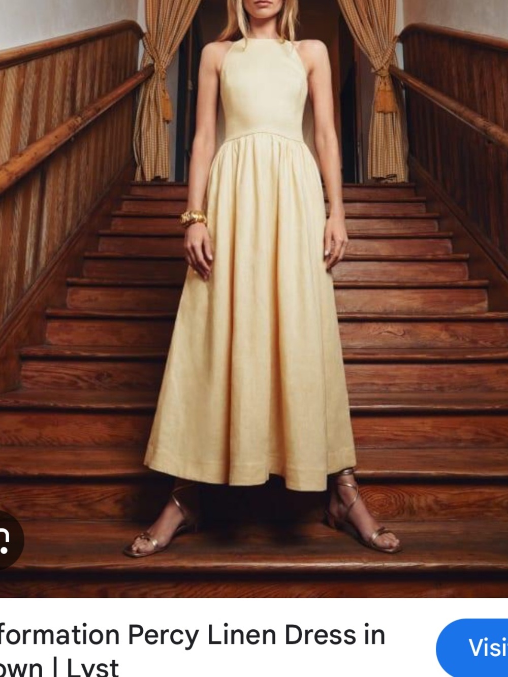 Reformation Percy Linen MIDI Dress NWT
